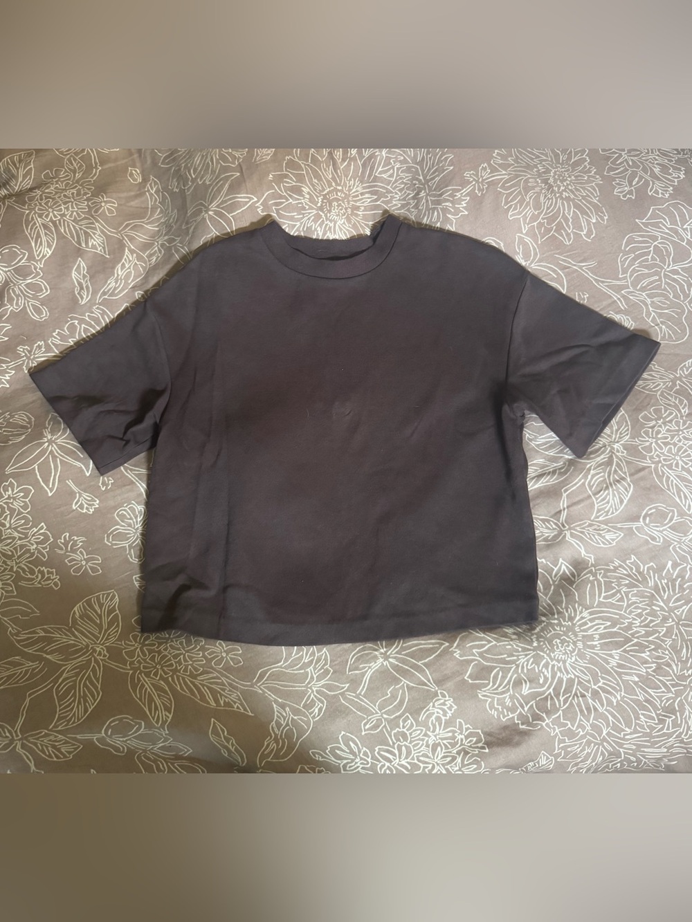 Mango MNG Dark Brown Crewneck Cropped Tee XS